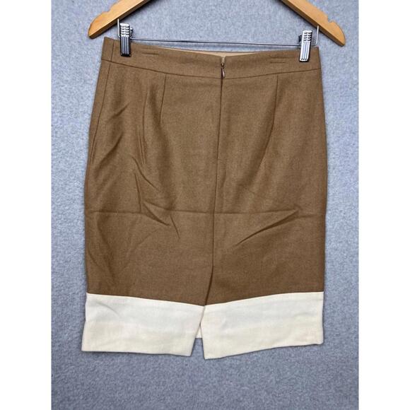 J.Crew The pencil Skirt Womens 2 Wool Blend Tan Camel Brown Modern Minimalist - Picture 2 of 10